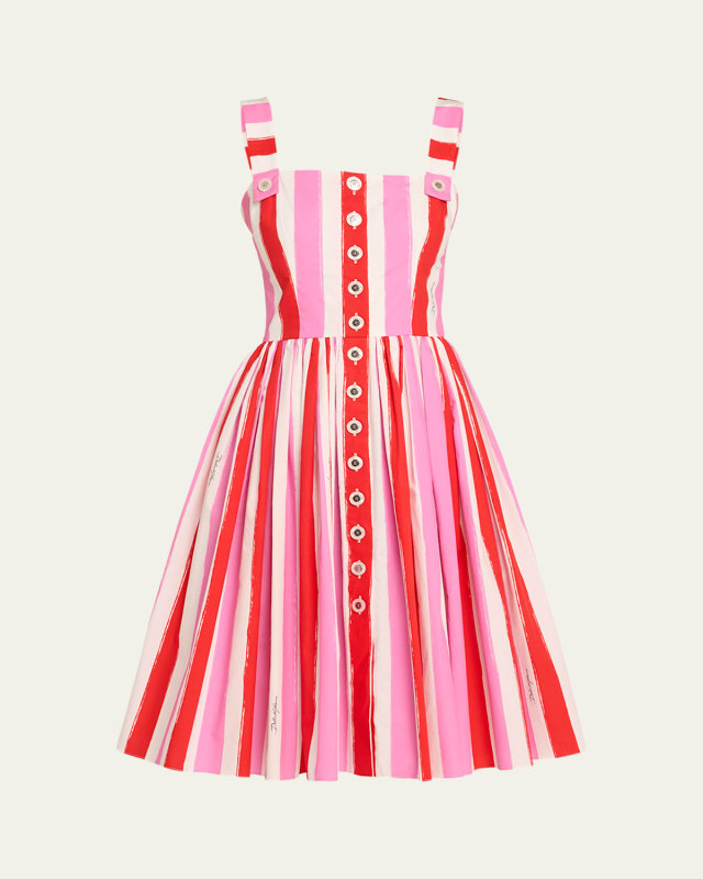 Stripe Poplin Sleeveless Dress
